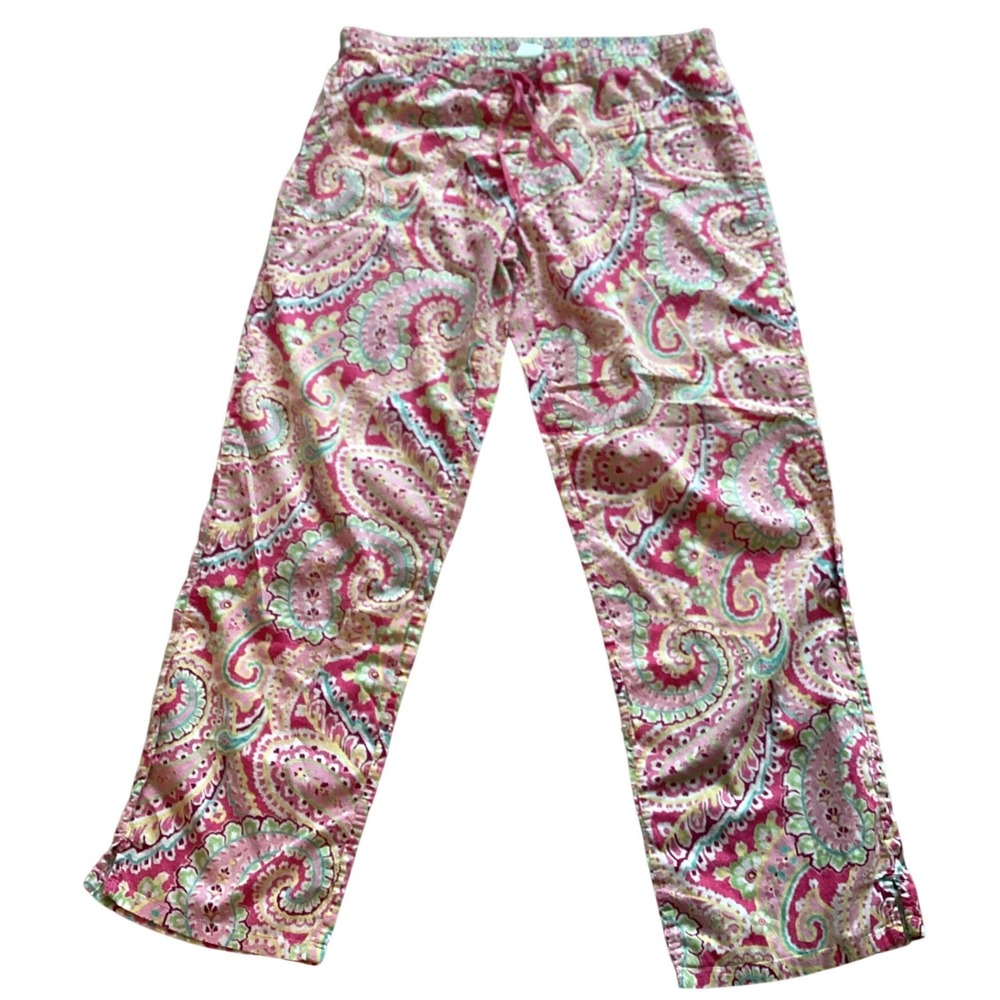Vera Bradley Pink Paisley Cotton Pajama Pants Womens Medium Drawstring Lounge - Picture 5 of 5